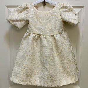 Janie and Jack cream and gold size 3 toddler dress.